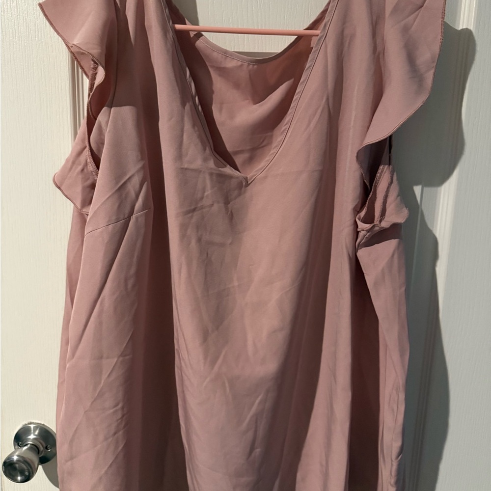 SHEIN Blush Pink Ruffle Sleeve Blouse